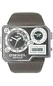 Diesel Men's Analog and Digital Stainless Steel and Black Leather Watch #DZ7101