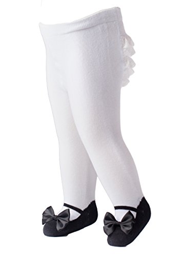Mille Feuille Baby Girls Ruffle Bum Tights Mary Jane Bow Shoes Black