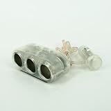 12V Triple Power Adapter for Vehicles - Clear