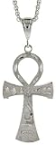 Sterling Silver 2 1/2 (63 mm) Diamond Cut Ankh Cross Pendant