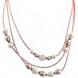 Sterling Silver White and (Dyed) Lavender Fresh Water Cultured Pearl Rose Quartz Pink Rubber Necklace - 17.5"