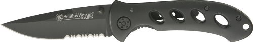 Smith & Wesson SW423BS Oasis Serrated Drop Point Blade Knife, Black Titanium Coated Handle and Blade Smith & Wesson SW423BS Oasis Serrated Drop Point Blade Knife, Black Titanium Coated Handle and Blade Hunting Knives