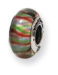Pastel Striped, Glass Charm for 3mm Charm Bracelets