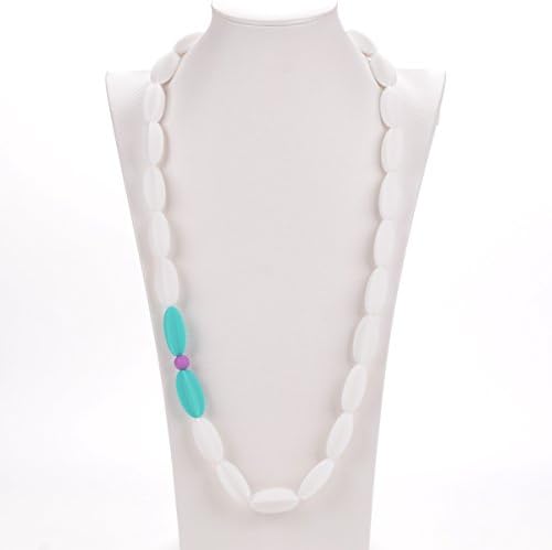 Nursing and Teething Necklace for Baby & Mom Focuses a Nursing Baby and Later soothes Teething - White, Turquoise, Purple