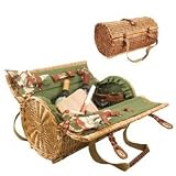 Tools & Hardware : Verona Willow Wine Cheese Basket For 2 in Pine Green by Picnic Time
