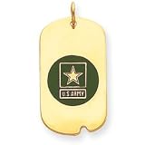 14K Army Star Dog Tag Charm