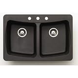 IMAGE OF Pegasus AL20MB Granite Double Bowl Kitchen Sink, Metallic Black