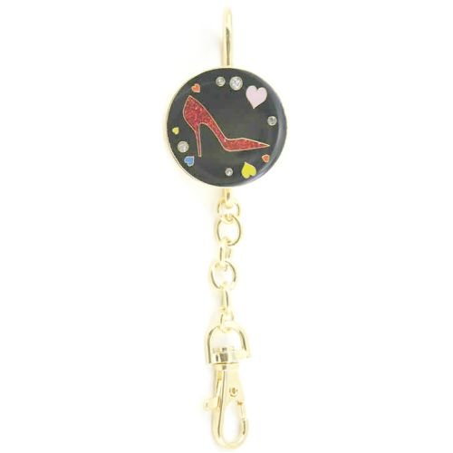 Red Black Shoe Hearts Gold Tone Purse Key Chain Finder