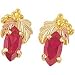 Beautiful! 10kYellow-gold Black Hills Gold 8x4mm Marquise Ruby Post-earrings