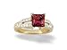 14K Yellow Gold Square Created Ruby and Diamond Engagement Ring