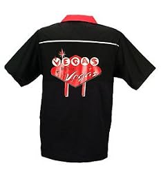 Vegas Baby Vegas Bowling Shirt Black & Red Swingmaster