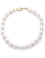 CleverSilvers 7" 66.5mm Grade AA Cultured Akoya Pearl Bracelet Individually Knotted With A 14K Yellow Gold Clasp