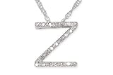 14K White Gold Diamond Initial (1/10 Carat) Z Pendant w/Chain