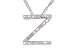 14K White Gold Diamond Initial (1/10 Carat) Z Pendant w/Chain