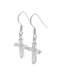 Sterling Silver Clear CZ Cross Earrings