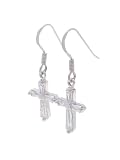 Tressa Sterling Silver Clear CZ Cross Earrings