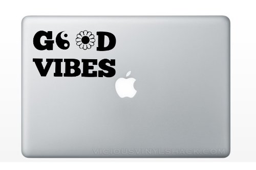 Vicious Vinyl Shack Good Vibes Vinyl Decal Stickers for MacBook, Laptop, Car - Black