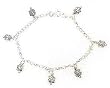 Dangling Turtle Charm Sterling Silver Anklet Bracelet