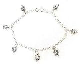 Dangling Turtle Charm Sterling Silver Anklet Bracelet