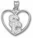 USC Trojans "SC" Heart Pendant - Sterling Silver Jewelry