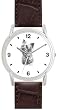 YORKSHIRE TERRIER DOG (MS) - WATCHBUDDY&reg; DELUXE SILVER TONE WATCH - Brown Strap - Small Size (Children's: Boy's & Girl's Size)