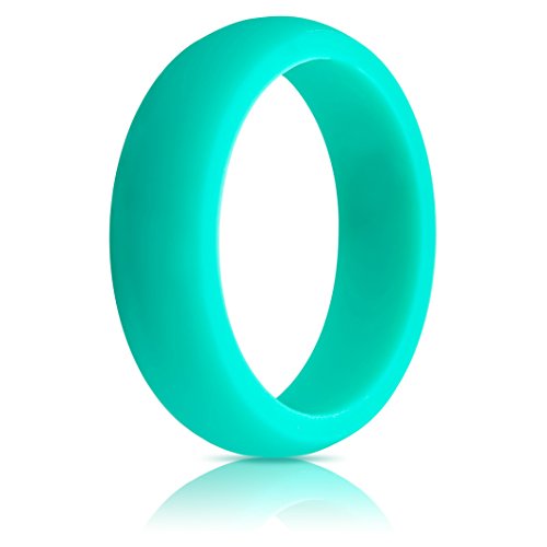 Womens Silicone Wedding Ring (Wedding Band) - Premium Edition - 5.5mm Wide, 2.5mm Thick - Super Strong Silicone (Teal, 7)