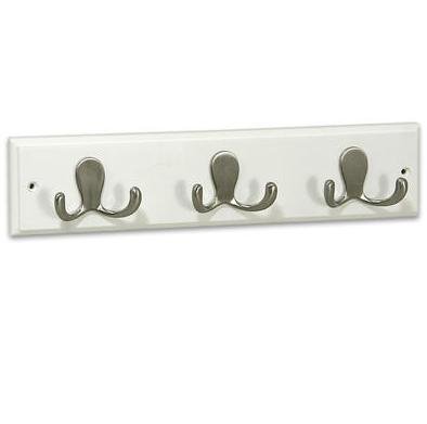 Detail image Brainerd Satin Nickel Wall Coat Racks Mount Hooks White Wood