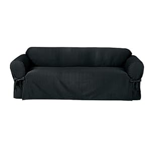 Rib-Weave Sofa Slipcover - Ebony