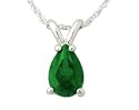 All-Natural Genuine 6x4 mm, Pear Shape Emerald pendant set in 14k White Gold