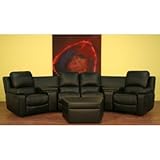 Baxton Studio 8802-Black-7PC Home Theatre Sets Adam 7-piece Black Leather H ....