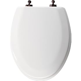 Buy Bemis 1544OR346 Molded Wood Elongated Toilet Seat With Oil Rubbed Bronze Hinges,... by Bemis now!