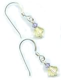 Baerreis - Pale Yellow & Lavender Swarovski Crystal Drop Earrings Sterling Silver French Earwires - Hand Crafted Artisan Jewelry USA in Cool Dreamy Fashion