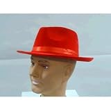 Flocked Gangster Hat - Red Accessory [Apparel]