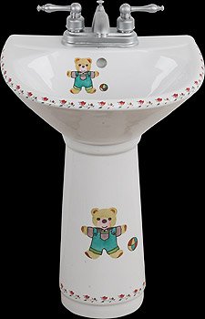 Children's Bathroom White Vitreous China, Buddy Bear Child-size Pedestal Sink White
