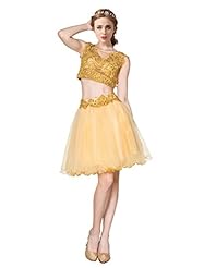 A-line Sleeveless Tulle Beaded Lace Cocktail Knee Length Evening Dress/Prom Dress/Wedding Party Dress 