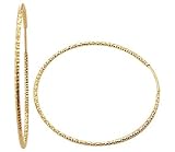 14k Yellow Gold Diamond Cut New Large Hoop Earrings 2