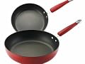 KitchenAid Gourmet Essentials Hard-Base Nonstick 9- and 11-Inch Skillet Set, Red