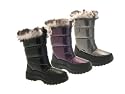 CHILDRENS SNOW WINTER FUR SKI BOOTS GIRLS BOYS UNISEX ANKLE WARM KIDS NON SLIP SHOES BLACK SILVER PURPLE SIZES CHILDRENS UK 12 - 5