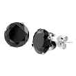 Sterling Silver Black CZ Round Earrings