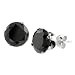 Tressa Sterling Silver Black CZ Round Earrings