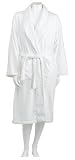 Aquis Microfiber Shawl Collar Robe, White, Small/Medium