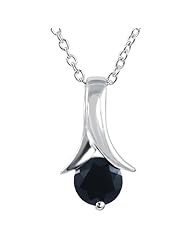 1ct. Genuine Sapphire Solitaire Pendant-Necklace in Sterling Silver 18" Chain