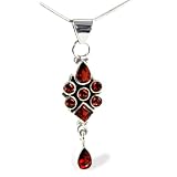 Sterling Silver 4.5 Carat Garnet Gemstone Necklace on 18 Inch Snake Chain. Designed By and Exclusively From Beautiful Silver Jewelry