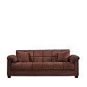 Handy Living CAC4-S1-AAA89 050 Living Room Convert-A-Couch Microfiber Sleeper Sofa With Pillow Top Arms, Dark Brown With 2 Decorative Decorative Throw Pillows