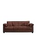 Handy Living CAC4-S1-AAA89 050 Living Room Convert-A-Couch Microfiber Sleeper Sofa With Pillow Top Arms, Dark Brown With 2 Decorative Decorative Throw Pillows
