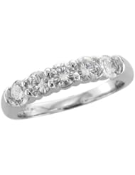 14k White Gold 5 Stone Diamond Ring Band (HI, I, 0.50 carat)
