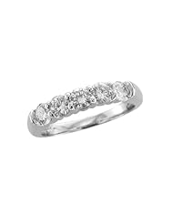 14k White Gold 5 Stone Diamond Ring Band (HI, SI3-I1, 0.75 carat)
