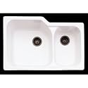 Rohl 6337-68 Fireclay Two-Bowl Undermount Sink, Biscuit