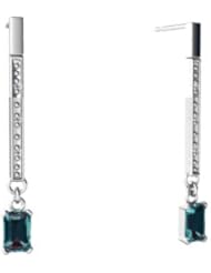 Created Alexandrite 14kt White Gold Dangle Drop Earrings