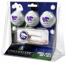 Kansas State Wildcats 3 Golf Ball Gift Pack With Cap Tool